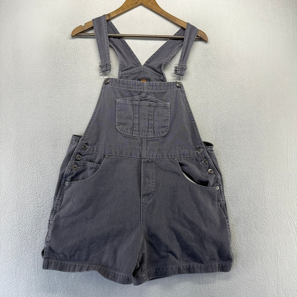 Vintage Route 66 Overalls Women's Large Gray Utility Carpenter Denim Shortalls